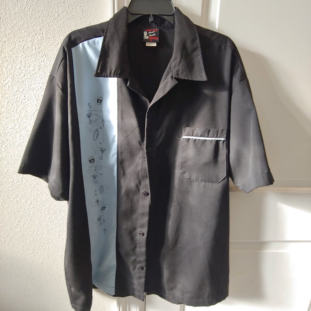 Daddy-O's Shirt Gray Black Short Sleeve classic button up Bowling Size 3x
